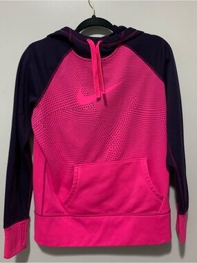 Nike Pink and Purple Therma-Fit Hooded Pullover Sweatshirt